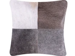 Beliani Koristetyyny Lehmannahka Harmaa Tilkkukuvio 45 X 45 Cm 2 Kpl Nellad Cheap