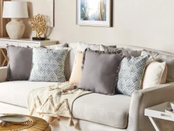 Beliani Koristetyyny Pellava Harmaa 45 X 45 Cm 2 Kpl Glabra Outlet