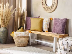 Beliani Koristetyyny Pellava Keltainen 45 X 45 Cm 2 Kpl Sagina Store