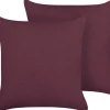 Beliani Koristetyyny Pellava Purppura 45 X 45 Cm 2 Kpl Sagina Outlet