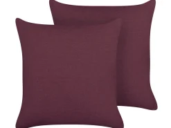 Beliani Koristetyyny Pellava Purppura 45 X 45 Cm 2 Kpl Sagina Outlet