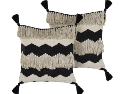 Beliani Koristetyyny Puuvilla Beige/Musta 45 X 45 Cm 2 Kpl Hydrangea Hot