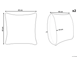 Beliani Koristetyyny Puuvilla Beige/Musta 45 X 45 Cm 2 Kpl Hydrangea Hot