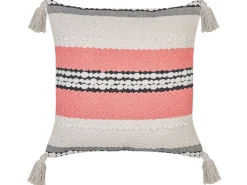 Beliani Koristetyyny Puuvilla Beige/Punainen 45 X 45 Cm Euphorbia Store