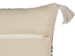 Beliani Koristetyyny Puuvilla Beige/Punainen 45 X 45 Cm Euphorbia Store