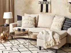 Beliani Koristetyyny Puuvilla Beige 45 X 45 Cm Iresine Best Sale