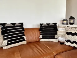 Beliani Koristetyyny Puuvilla Beige/Musta Geometrinen Kuvio 50 X 50 Cm 2 Kpl Chittoor Discount