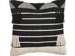 Beliani Koristetyyny Puuvilla Beige/Musta Geometrinen Kuvio 50 X 50 Cm 2 Kpl Chittoor Discount