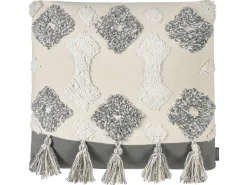 Beliani Koristetyyny Puuvilla Beige/Harmaa Tuftattu 45 X 45 Cm Alocasia Hot