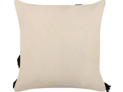 Beliani Koristetyyny Puuvilla Beige/Musta 45 X 45 Cm Fuchsia Best