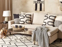 Beliani Koristetyyny Puuvilla Beige/Musta 45 X 45 Cm 2 Kpl Fuchsia Sale