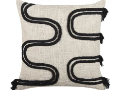 Beliani Koristetyyny Puuvilla Beige/Musta 45 X 45 Cm 2 Kpl Fuchsia Sale