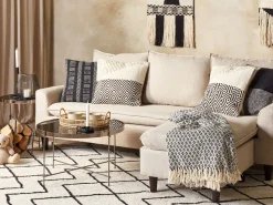 Beliani Koristetyyny Puuvilla Beige/Musta 45 X 45 Cm Calanthe Flash Sale