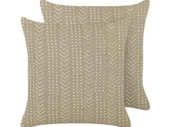 Beliani Koristetyyny Puuvilla Harmaanruskea 45 X 45 Cm 2 Kpl Senecio Shop