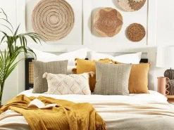 Beliani Koristetyyny Puuvilla Harmaanruskea 45 X 45 Cm 2 Kpl Senecio Shop