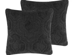 Beliani Koristetyyny Puuvilla Harmaa Kohokuvioitu 45 X 45 Cm 2 Kpl Paika Hot