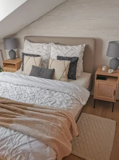 Beliani Koristetyyny Puuvilla Harmaa Kohokuvioitu 45 X 45 Cm 2 Kpl Paika Hot