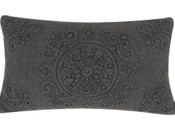 Beliani Koristetyyny Puuvilla Harmaa Kohokuvioitu 30 X 50 Cm Veloor Fashion