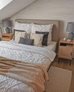 Beliani Koristetyyny Puuvilla Harmaa Kohokuvioitu 30 X 50 Cm Veloor Fashion