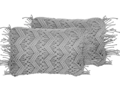 Beliani Koristetyyny Puuvilla Harmaa Makramee 30 X 45 Cm 2 Kpl Kirikkale Shop