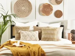 Beliani Koristetyyny Puuvilla Hiekanruskea/Valkoinen 45 X 45 Cm 2 Kpl Salix Store