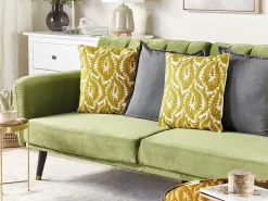 Beliani Koristetyyny Puuvilla Keltainen Kirjailtu 45 X 45 Cm 2 Kpl Primula Sale