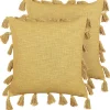 Beliani Koristetyyny Puuvilla Keltainen 45 X 45 Cm 2 Kpl Lynchis Best Sale