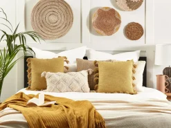 Beliani Koristetyyny Puuvilla Keltainen 45 X 45 Cm 2 Kpl Lynchis Best Sale