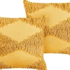 Beliani Koristetyyny Puuvilla Keltainen 45 X 45 Cm 2 Kpl Rhoeo Clearance