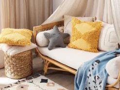 Beliani Koristetyyny Puuvilla Keltainen 45 X 45 Cm 2 Kpl Rhoeo Clearance