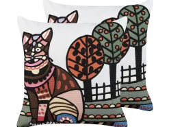 Beliani Koristetyyny Puuvilla Monivarinen Kirjailtu 50 X 50 Cm 2 Kpl Mehsana Best Sale