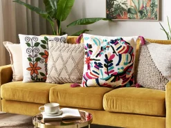 Beliani Koristetyyny Puuvilla Monivarinen Kirjailtu 50 X 50 Cm Raiganj Fashion