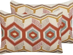 Beliani Koristetyyny Puuvilla Monivarinen Kirjailtu 40 X 60 Cm 2 Kpl Majra Cheap