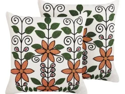 Beliani Koristetyyny Puuvilla Monivarinen Kirjailtu 50 X 50 Cm 2 Kpl Vellore Sale