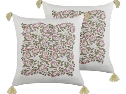 Beliani Koristetyyny Puuvilla Monivarinen 45 X 45 Cm 2 Kpl Carissa Flash Sale