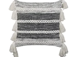 Beliani Koristetyyny Puuvilla Musta/Valkoinen 45 X 45 Cm Rochea Best