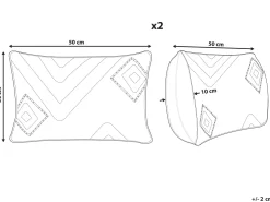Beliani Koristetyyny Puuvilla Musta Tuftattu 30 X 50 Cm 2 Kpl Viburnum Online