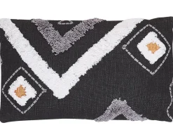 Beliani Koristetyyny Puuvilla Musta Tuftattu 30 X 50 Cm Viburnum Cheap