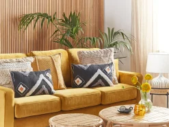 Beliani Koristetyyny Puuvilla Musta Tuftattu 30 X 50 Cm Viburnum Cheap