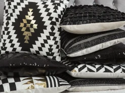 Beliani Koristetyyny Puuvilla Mustavalkoinen 45 X 45 Cm 2 Kpl Dalia Sale