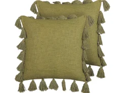 Beliani Koristetyyny Puuvilla Oliivinvihrea 45 X 45 Cm 2 Kpl Lynchis Store