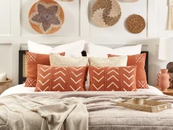 Beliani Koristetyyny Puuvilla Oranssi 35 X 55 Cm Albium Discount