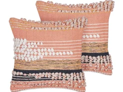 Beliani Koristetyyny Puuvilla Oranssi 45 X 45 Cm 2 Kpl Deutzia New