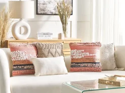 Beliani Koristetyyny Puuvilla Oranssi 45 X 45 Cm 2 Kpl Deutzia New