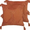 Beliani Koristetyyny Puuvilla Oranssi Tuftattu 45 X 45 Cm 2 Kpl Avium Best Sale
