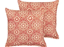Beliani Koristetyyny Puuvilla Punainen 45 X 45 Cm 2 Kpl Ceiba Cheap