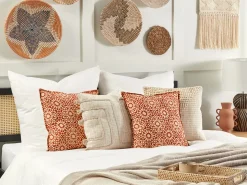 Beliani Koristetyyny Puuvilla Punainen 45 X 45 Cm 2 Kpl Ceiba Cheap