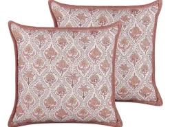 Beliani Koristetyyny Puuvilla Punainen/Valkoinen 45 X 45 Cm 2 Kpl Picea Hot