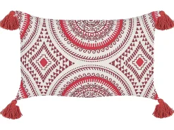 Beliani Koristetyyny Puuvilla Punainen/Valkoinen 30 X 50 Cm Anthemis Cheap