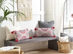 Beliani Koristetyyny Puuvilla Punainen/Valkoinen 30 X 50 Cm Anthemis Cheap